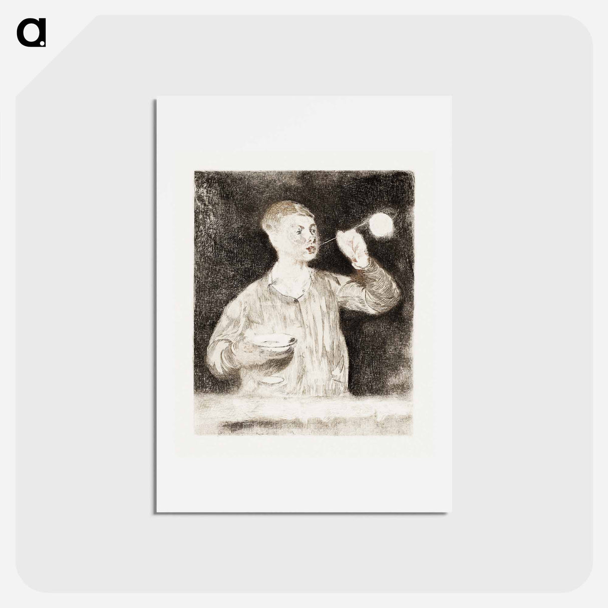 アートポストカード-Boy Blowing Soap Bubbles - エドゥアール マネ Postcard.