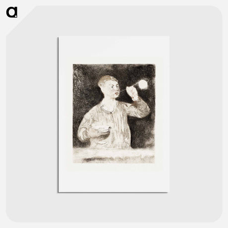 アートポストカード-Boy Blowing Soap Bubbles - エドゥアール マネ Postcard.