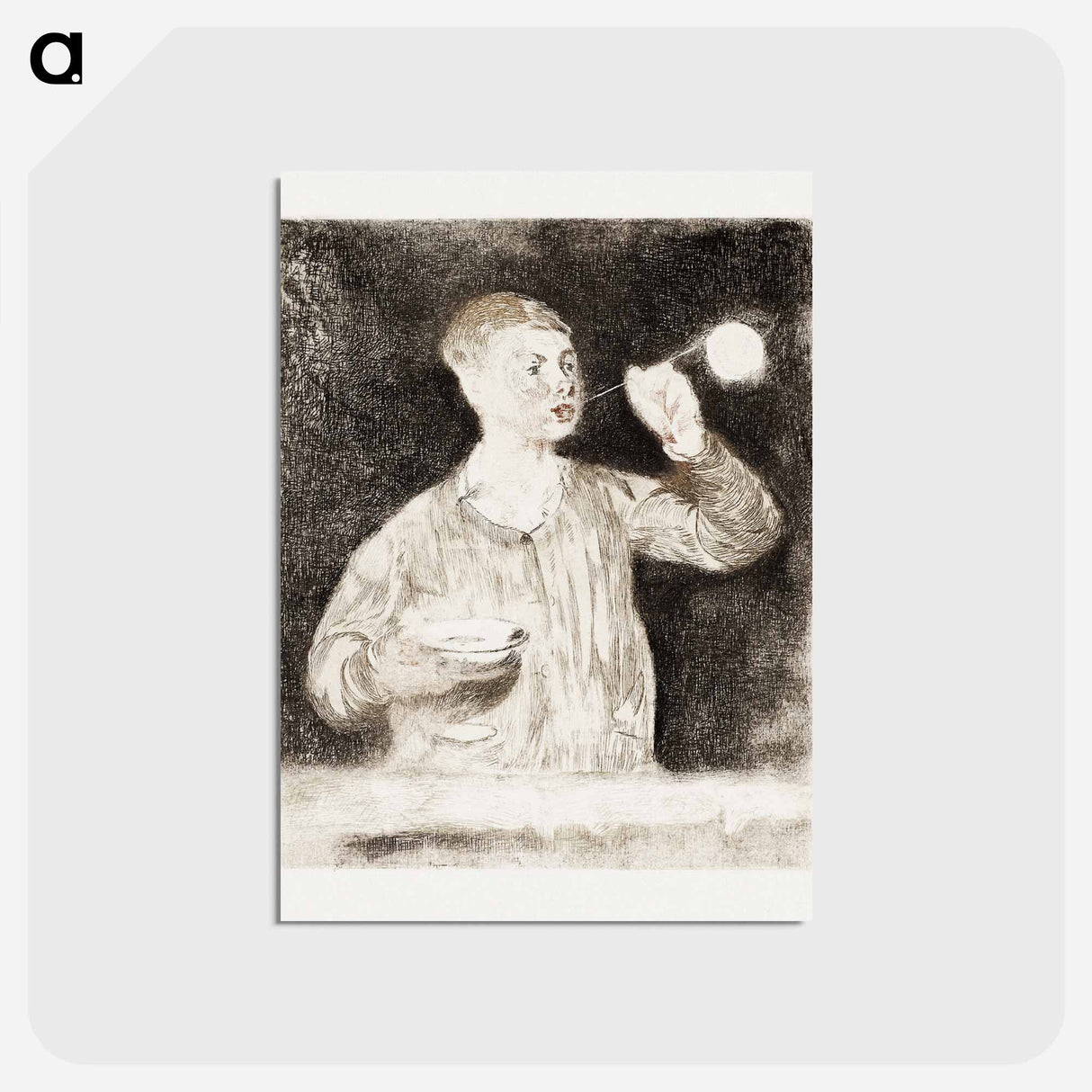 アートポストカード-Boy Blowing Soap Bubbles - エドゥアール マネ Postcard.