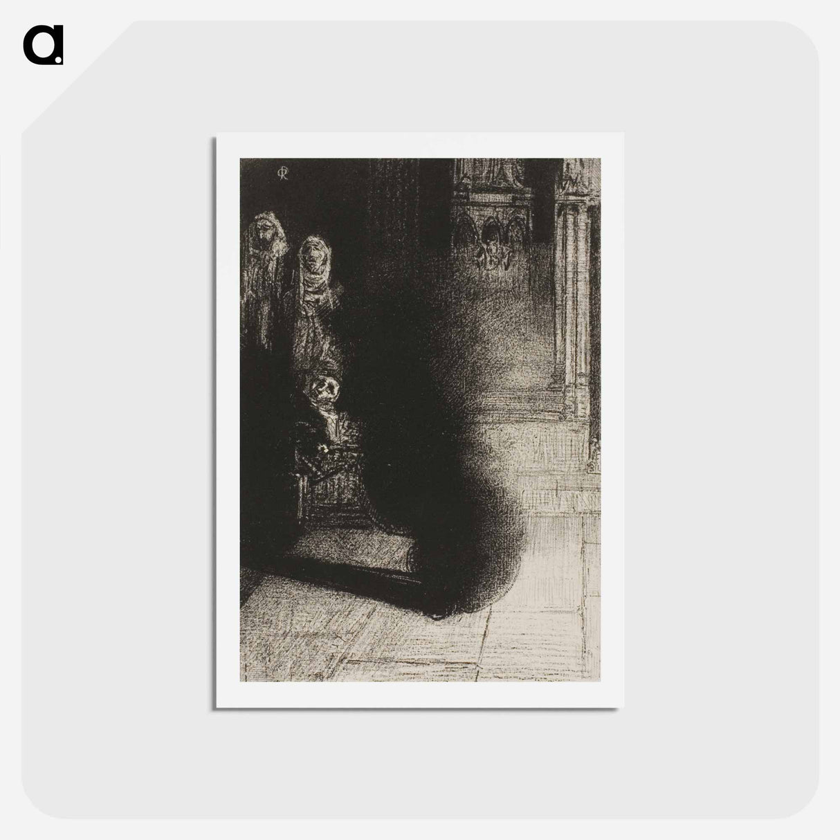 アートポストカード-Frontispiece for Les Flambeaux noirs by Emile Verhaeren - オディロン ルドン Postcard.