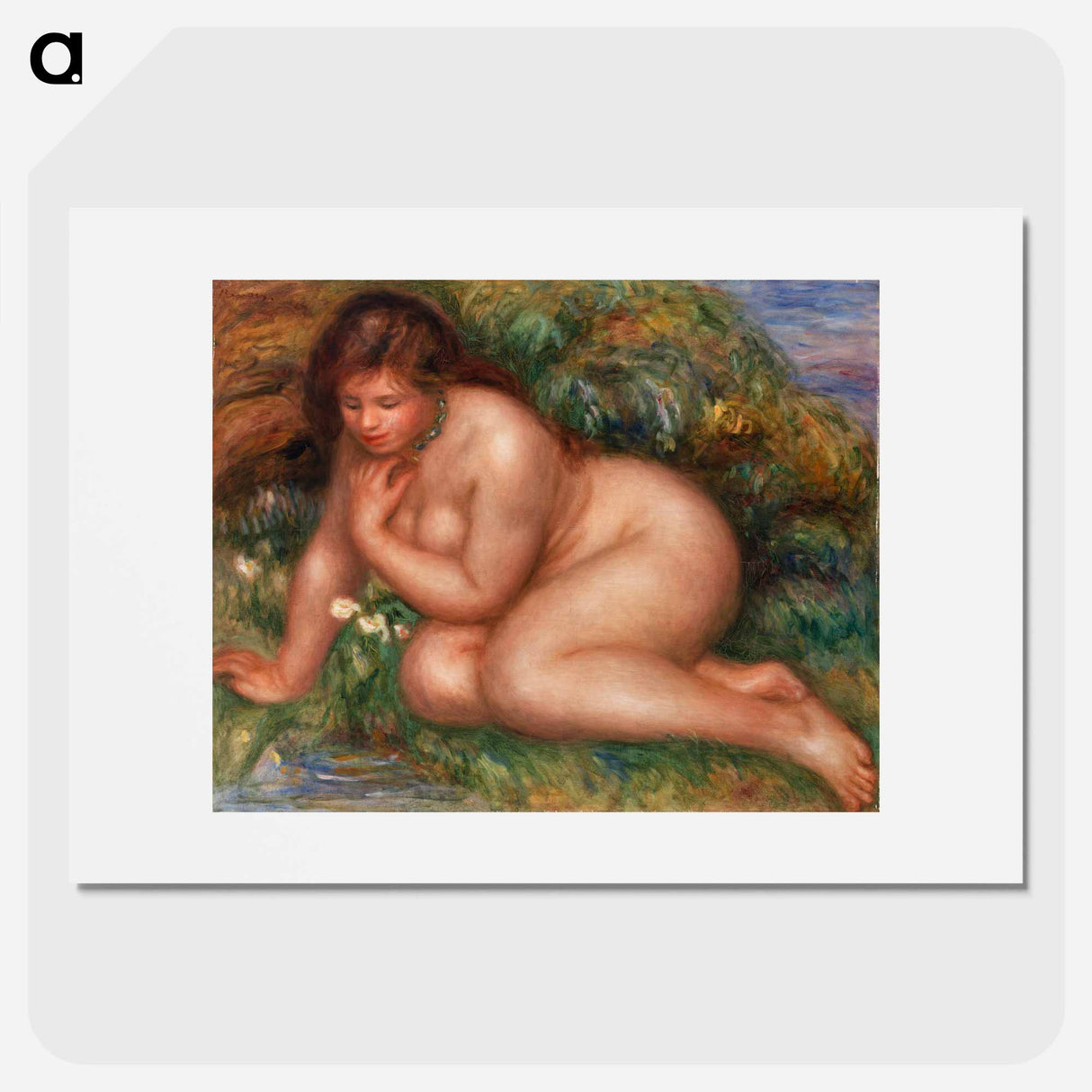 Bather Gazing at Herself in the Water - Pierre-Auguste Renoir Poster.