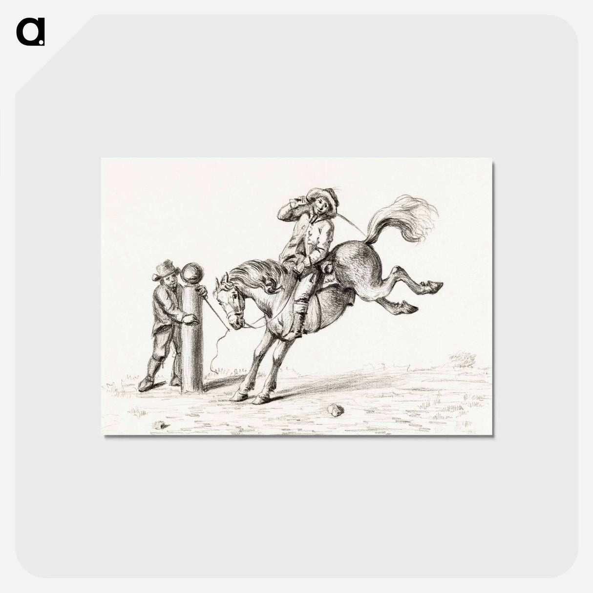 アートポストカード-Taming a horse - ジャン ベルナール Postcard.