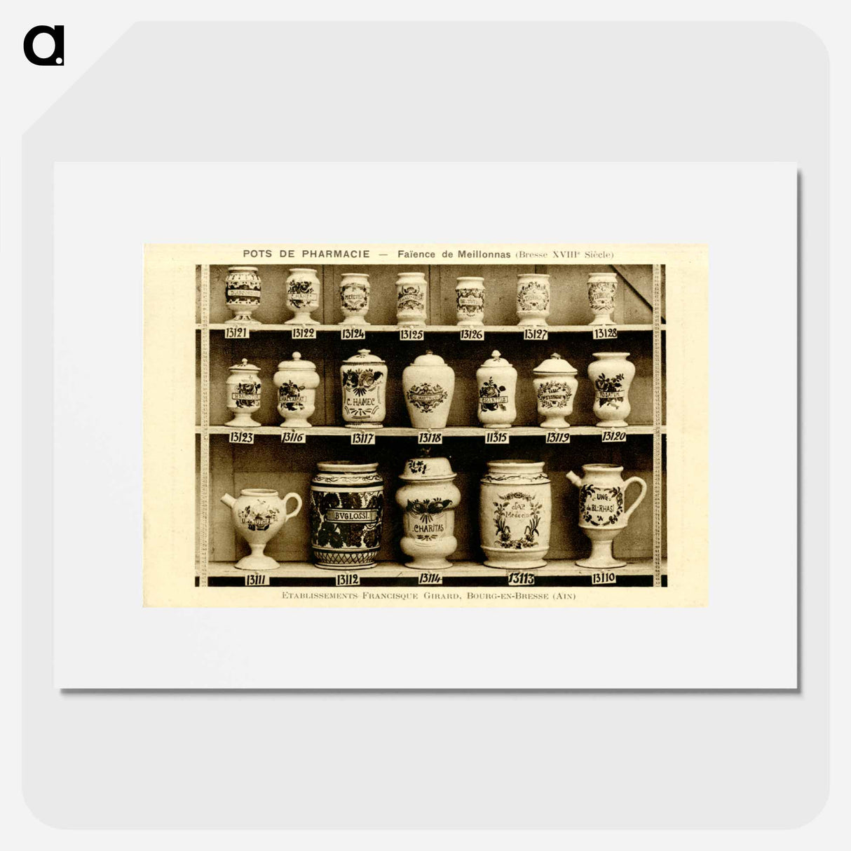 アートポスター-Pharmacy Jars: Earthenware from Meillonnas Bresse
 - 国立医学図書館 Poster.