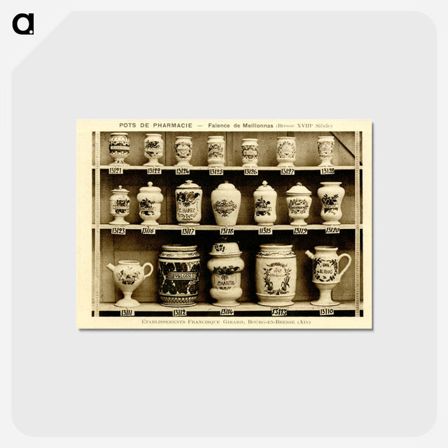 アートポストカード-Pharmacy Jars: Earthenware from Meillonnas Bresse
 - 国立医学図書館 Postcard.