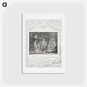 アートポストカード-The Wrath of Elihu - ウィリアム ブレイク Postcard.