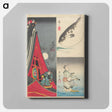 アートパネル-Globefish and Leek, Chinese Man with Sword, Fight on the Roof of the Hōryūkaku
 - 歌川 国貞 Canvas.