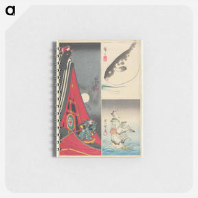 アートメモ帳-Globefish and Leek, Chinese Man with Sword, Fight on the Roof of the Hōryūkaku
 - 歌川 国貞 Memo.
