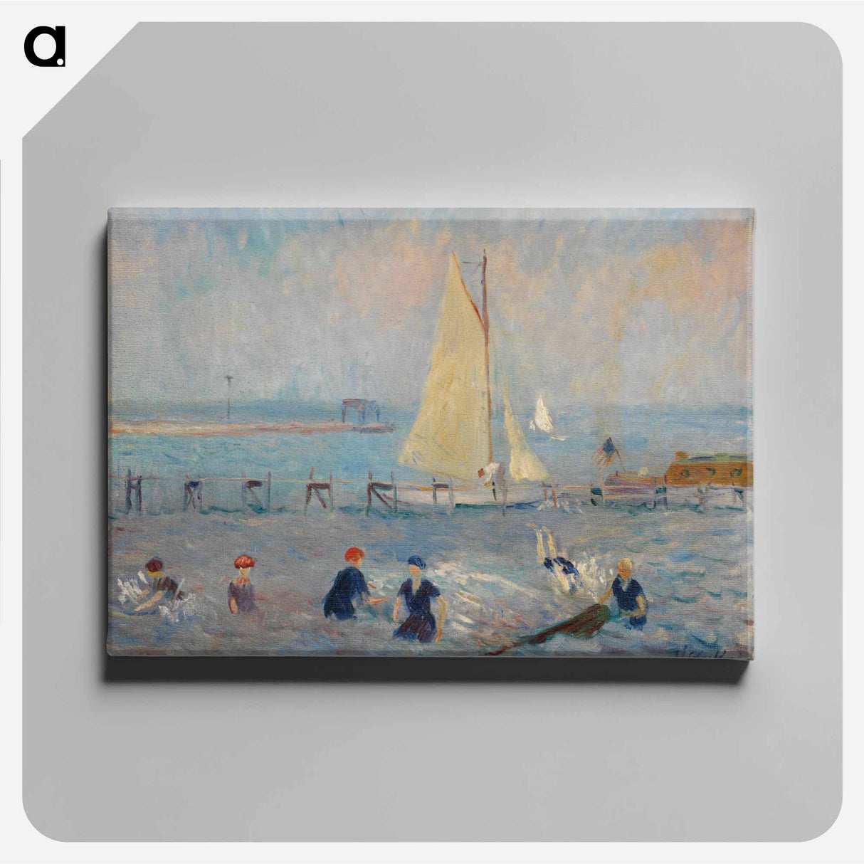 アートパネル-Seascape with Six Bathers, Bellport
 - バーンズ・コレクション Canvas.
