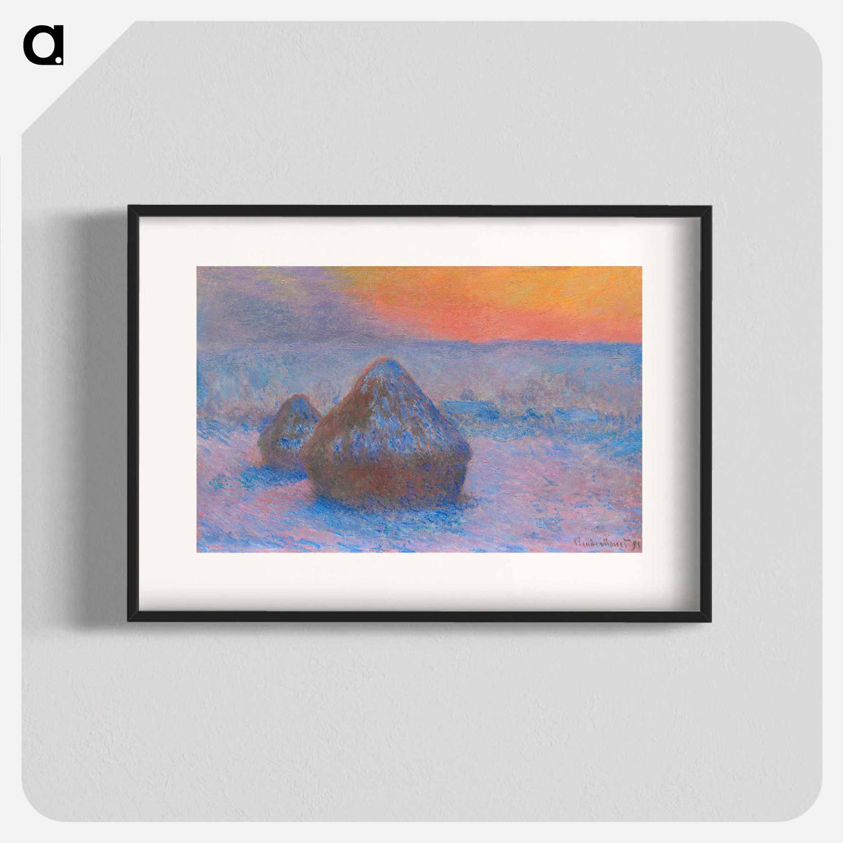 Stacks of Wheat, Sunset, Snow Effect - Claude Monet Poster.