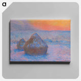 Stacks of Wheat, Sunset, Snow Effect - Claude Monet Canvas.