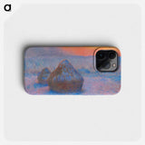 Stacks of Wheat, Sunset, Snow Effect - クロード モネ Phone Case.