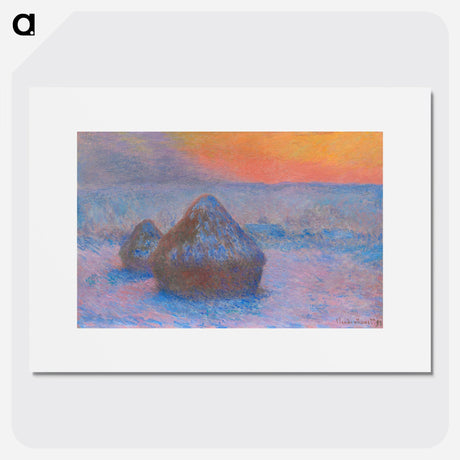 Stacks of Wheat, Sunset, Snow Effect - Claude Monet Poster.