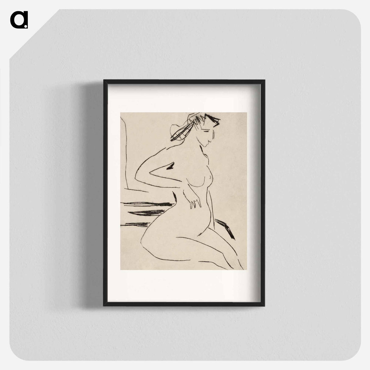 Female Nude Seated - エルンスト ルートヴィヒ キルヒナー Poster.