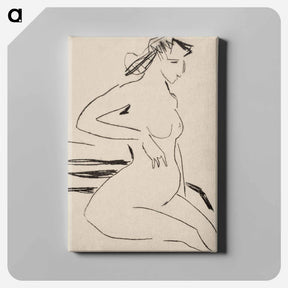 アートパネル-Female Nude Seated - エルンスト ルートヴィヒ キルヒナー Canvas.