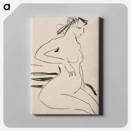 アートパネル-Female Nude Seated - エルンスト ルートヴィヒ キルヒナー Canvas.