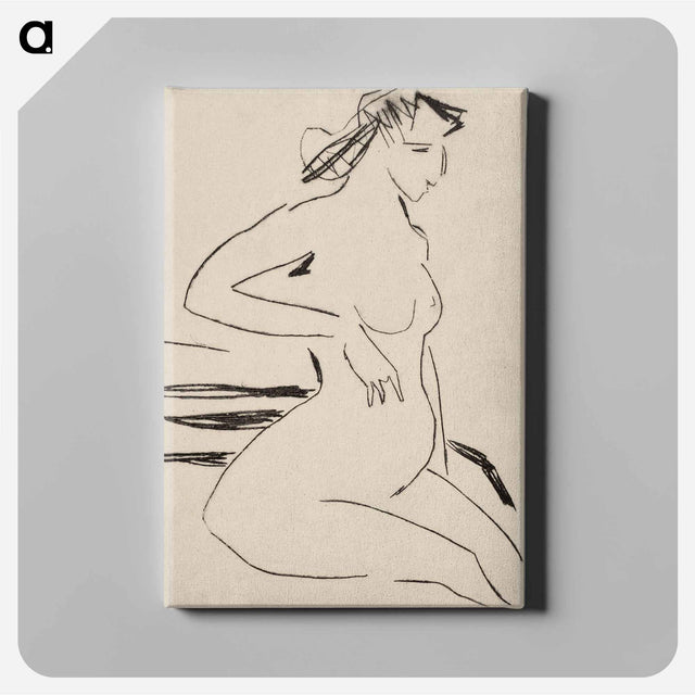 アートパネル-Female Nude Seated - エルンスト ルートヴィヒ キルヒナー Canvas.