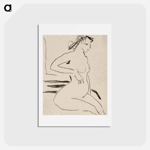 Female Nude Seated - エルンスト ルートヴィヒ キルヒナー Postcard.