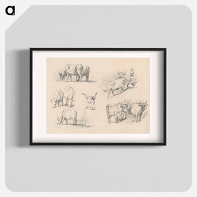アートポスター-Studies of Cattle - ジョン シンガー サージェント Poster.