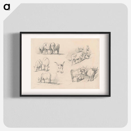 アートポスター-Studies of Cattle - ジョン シンガー サージェント Poster.