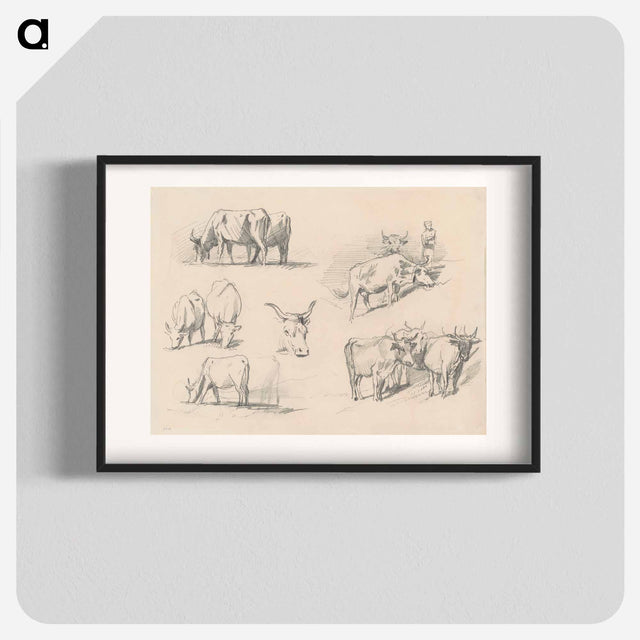アートポスター-Studies of Cattle - ジョン シンガー サージェント Poster.