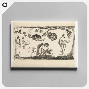 アートパネル-Women, Animals, and Foliage - ポール ゴーギャン Canvas.