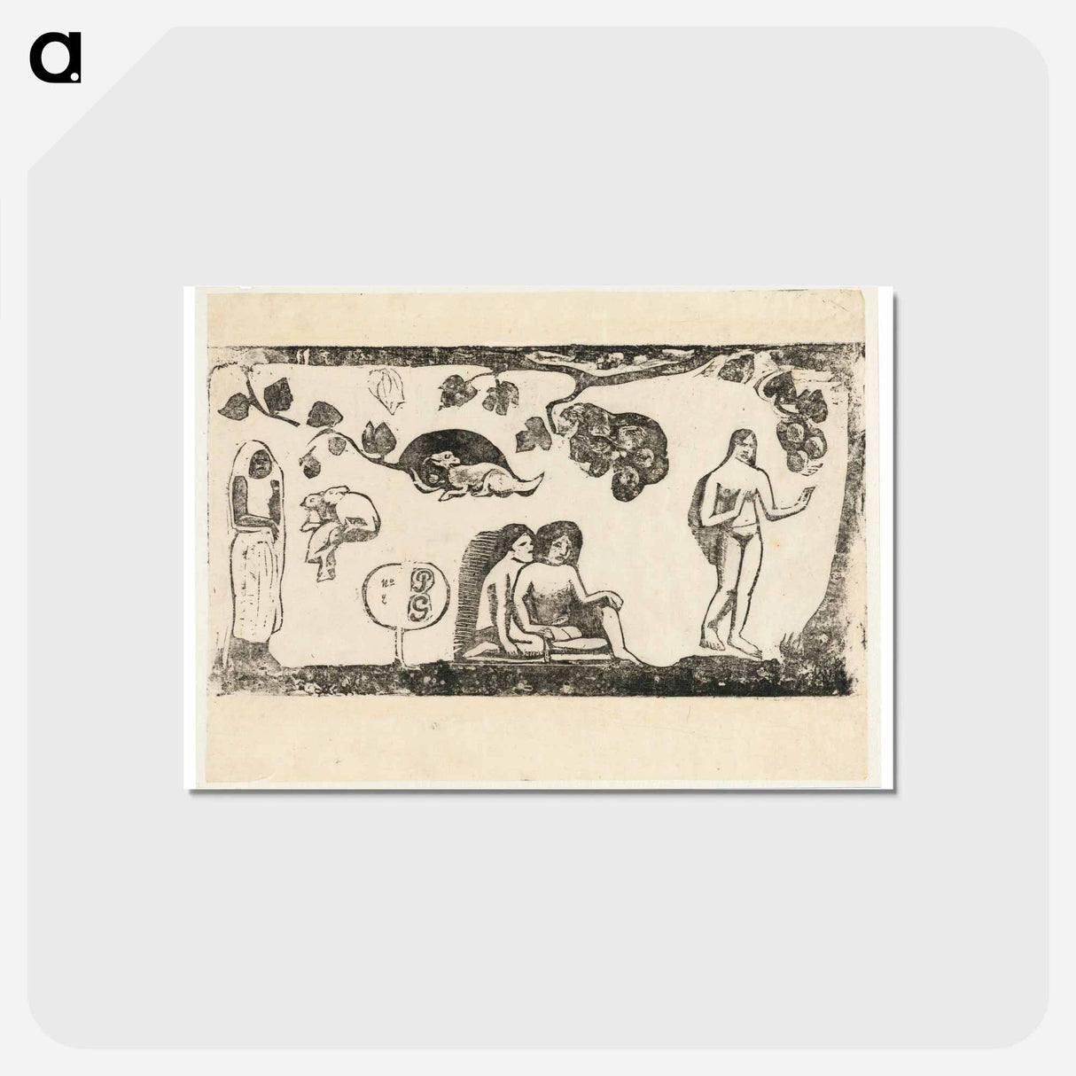 アートポストカード-Women, Animals, and Foliage - ポール ゴーギャン Postcard.