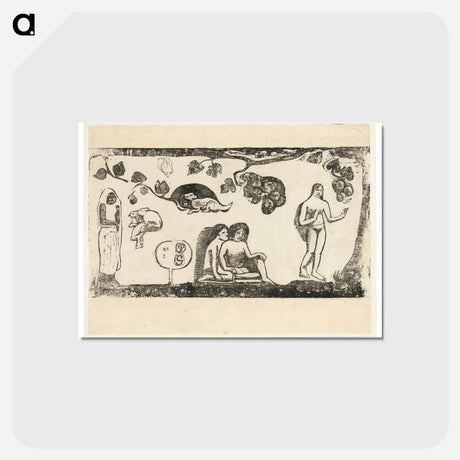 アートポストカード-Women, Animals, and Foliage - ポール ゴーギャン Postcard.