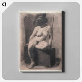 アートパネル-Masked nude woman, seated - トーマス エイキンズ Canvas.