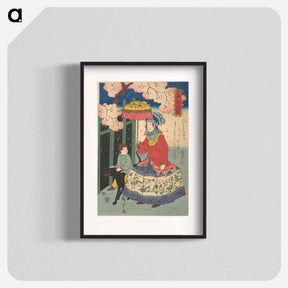 アートポスター-French Woman, Her Child and Pet Dog
 - 歌川 広重 Poster.