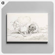 アートパネル-Lying goat and a standing goat - ジャン ベルナール Canvas.