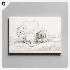 アートパネル-Lying goat and a standing goat - ジャン ベルナール Canvas.
