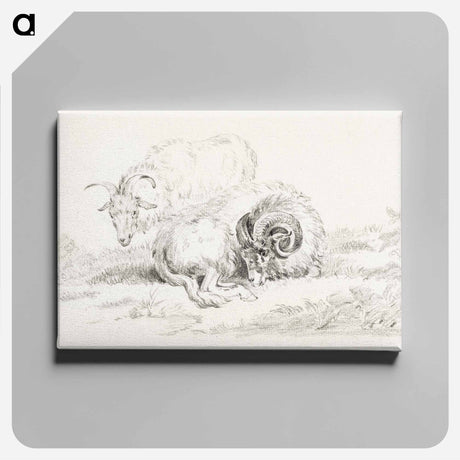 アートパネル-Lying goat and a standing goat - ジャン ベルナール Canvas.
