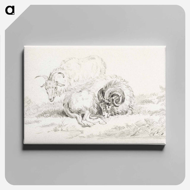 アートパネル-Lying goat and a standing goat - ジャン ベルナール Canvas.