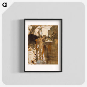 アートポスター-The Balcony, Spain and Two Nude Bathers Standing on a Wharf - ジョン シンガー サージェント Poster.