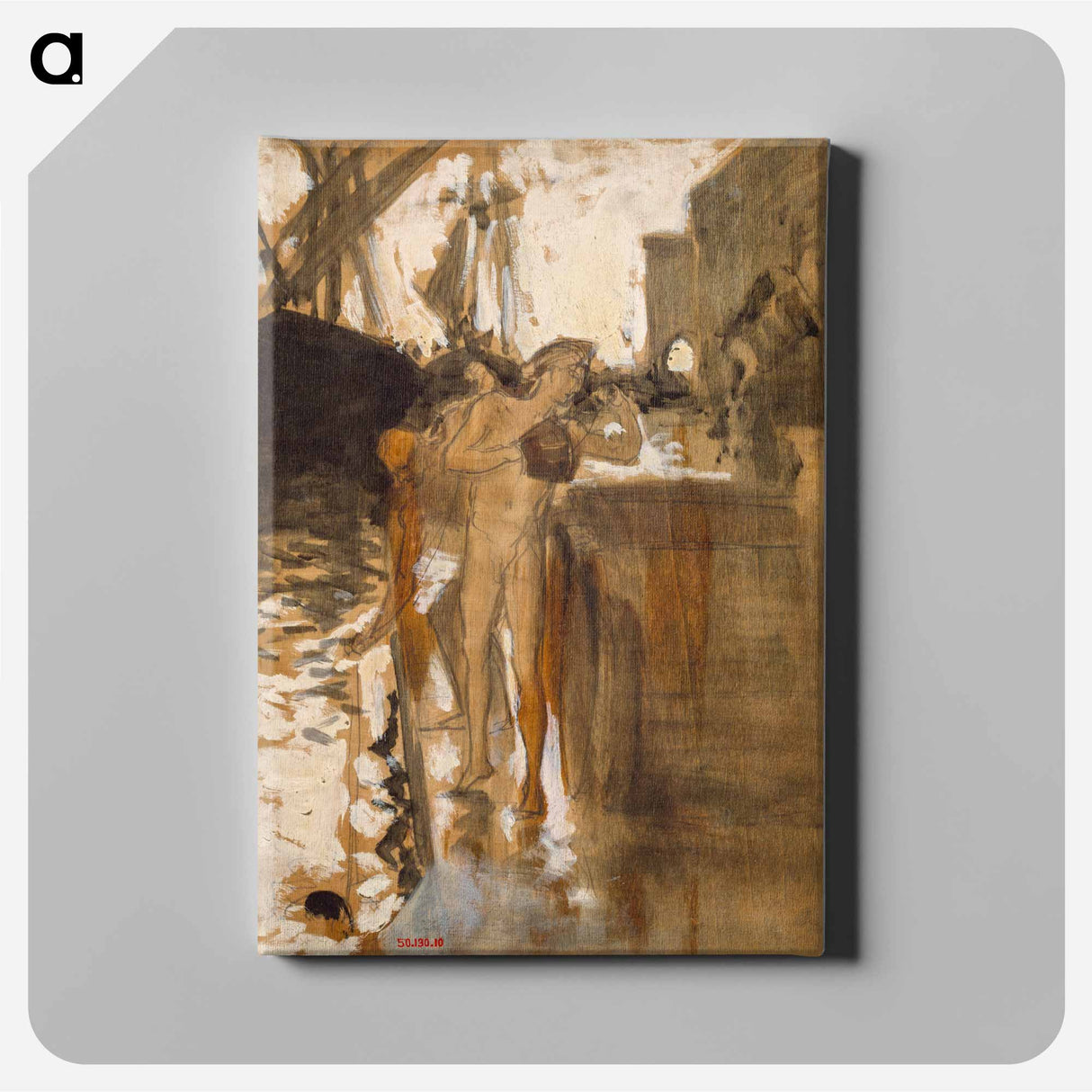 The Balcony, Spain and Two Nude Bathers Standing on a Wharf - ジョン シンガー サージェント Canvas.