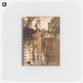 アートメモ帳-The Balcony, Spain and Two Nude Bathers Standing on a Wharf - ジョン シンガー サージェント Memo.