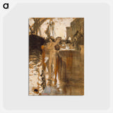 アートポストカード-The Balcony, Spain and Two Nude Bathers Standing on a Wharf - ジョン シンガー サージェント Postcard.