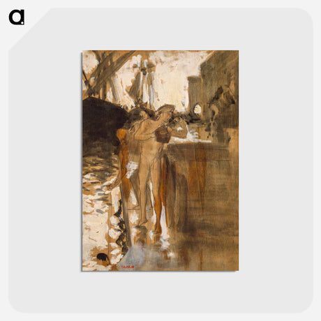 アートポストカード-The Balcony, Spain and Two Nude Bathers Standing on a Wharf - ジョン シンガー サージェント Postcard.