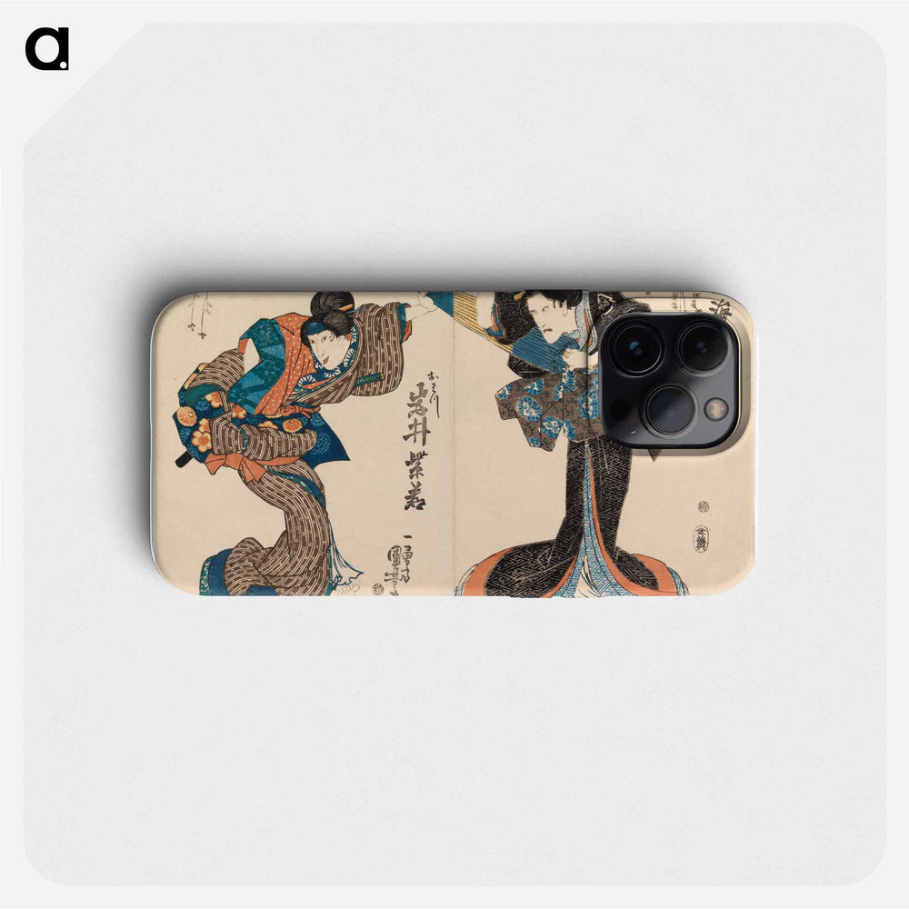 Kohtaus kabuki-näytelmästä, kaksi onnagata näyttelijää - 歌川 国芳 Phone Case.