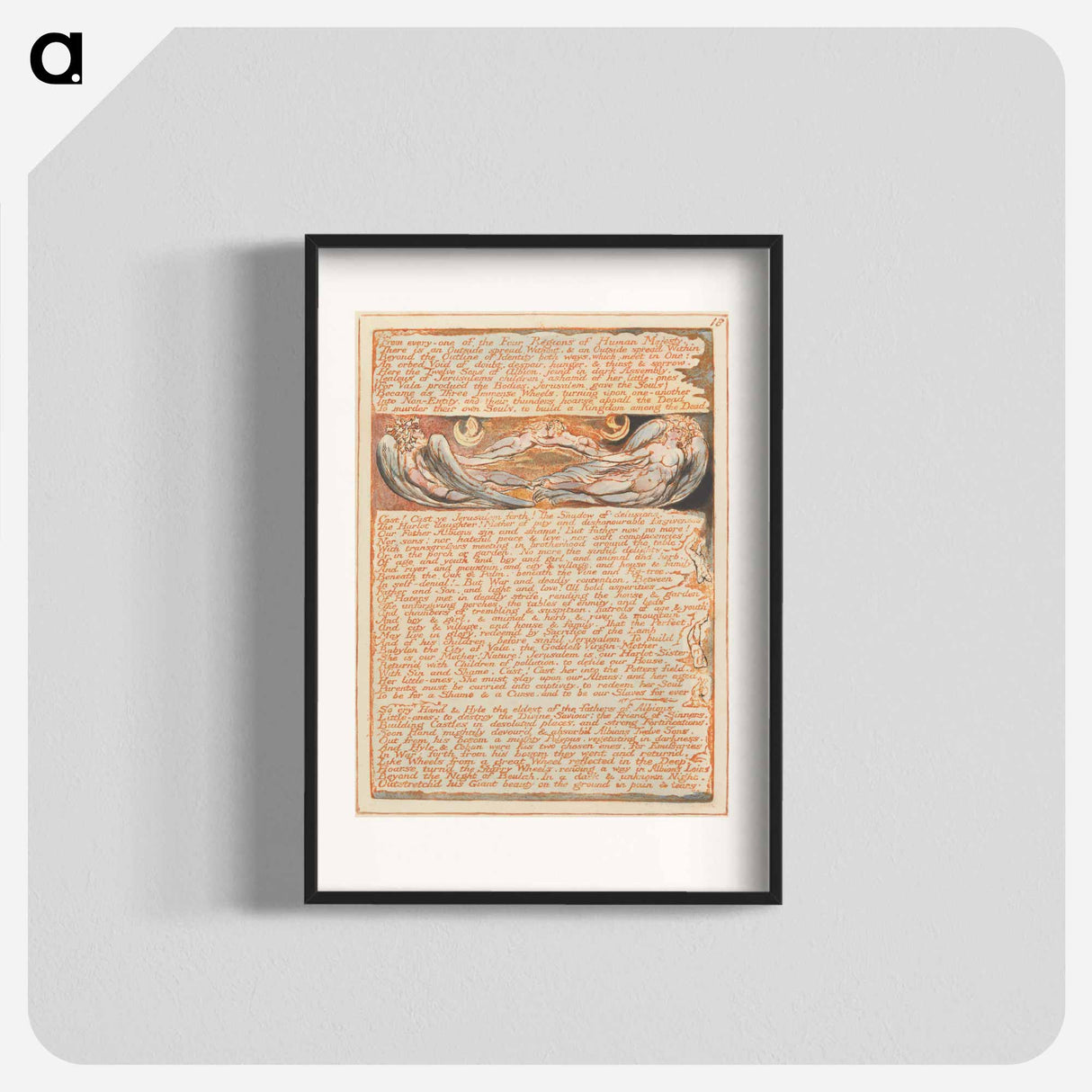 アートポスター-Jerusalem, Plate 18, "From every-one of the Four Regions...." - ウィリアム ブレイク Poster.