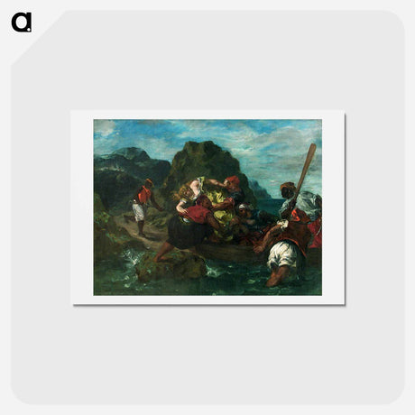 アートポストカード-African Pirates Abducting a Young Woman - ウジェーヌ ドラクロワ Postcard.