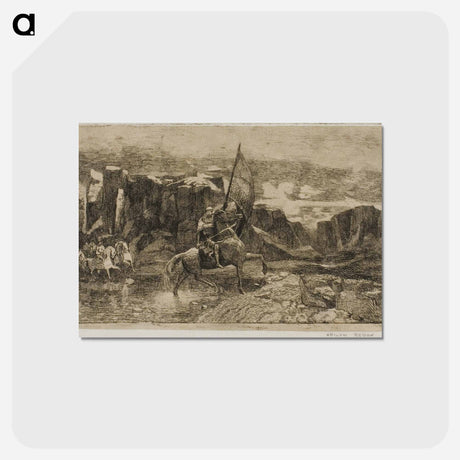 アートポストカード-Standard-Bearer Crossing a Stream - オディロン ルドン Postcard.