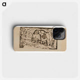 Bust of a Nude Woman and Three-Quarter Figure of a Man with a White Cap in Profile, Third Small Figure at Far Right, headpiece for Le sourire - Paul Gauguin Phone Case.