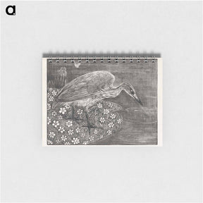 アートメモ帳-Aankondiging met reiger voor serie 'Dierstudies' - テオ ヴァン ホイテマ Memo.