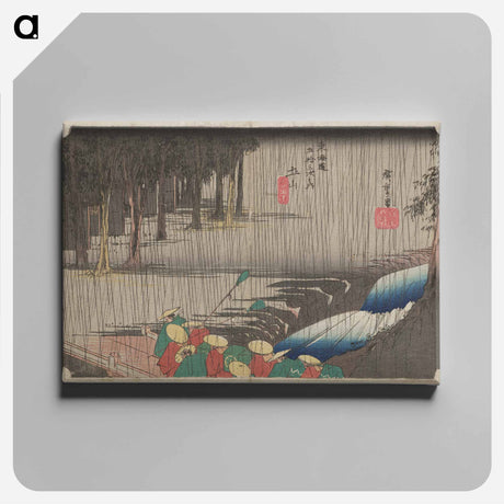 アートパネル-Figures on a Dock in Rainy Weather
 - 歌川 広重 Canvas.