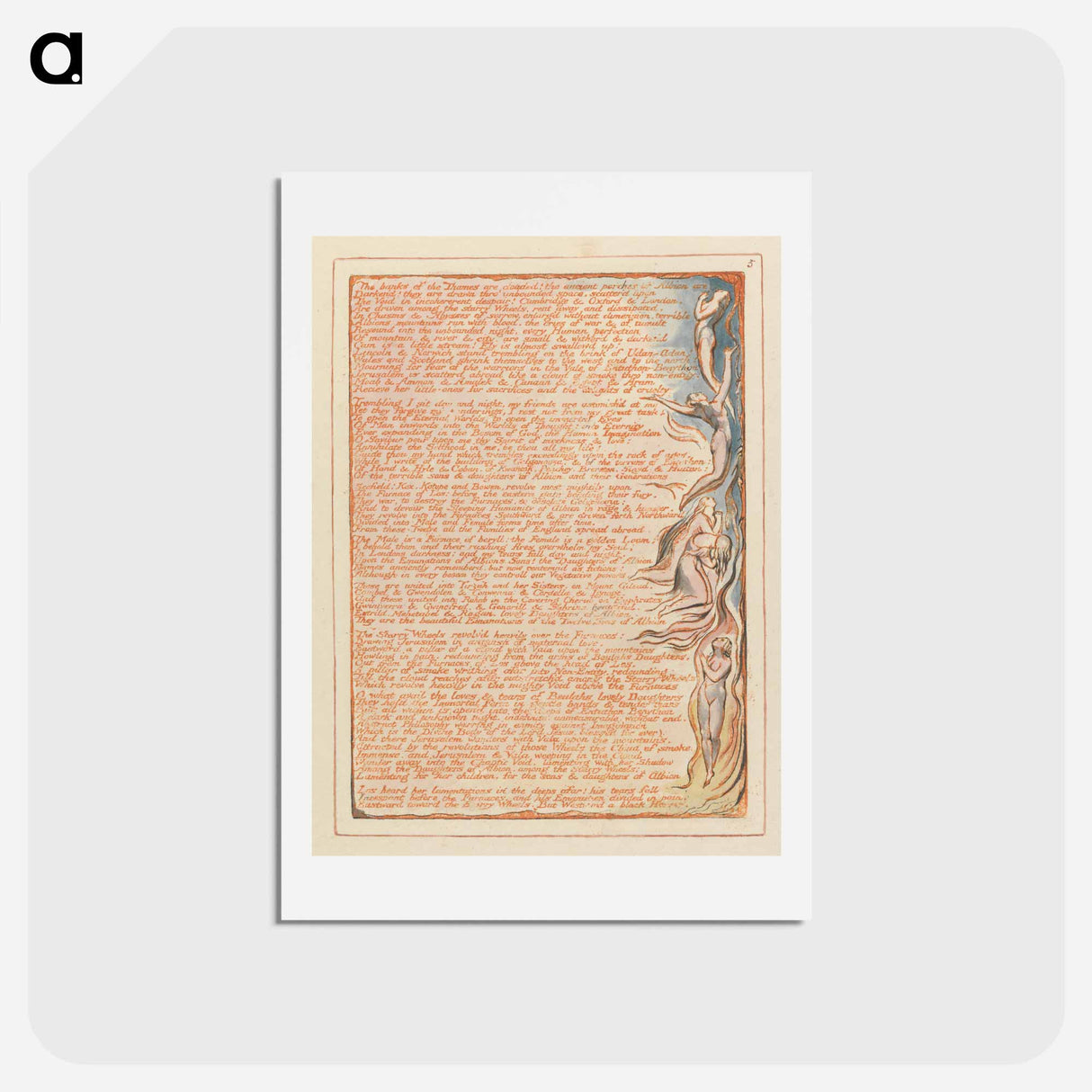 アートポストカード-Jerusalem, Plate 5, "The banks of the Thames...." - ウィリアム ブレイク Postcard.