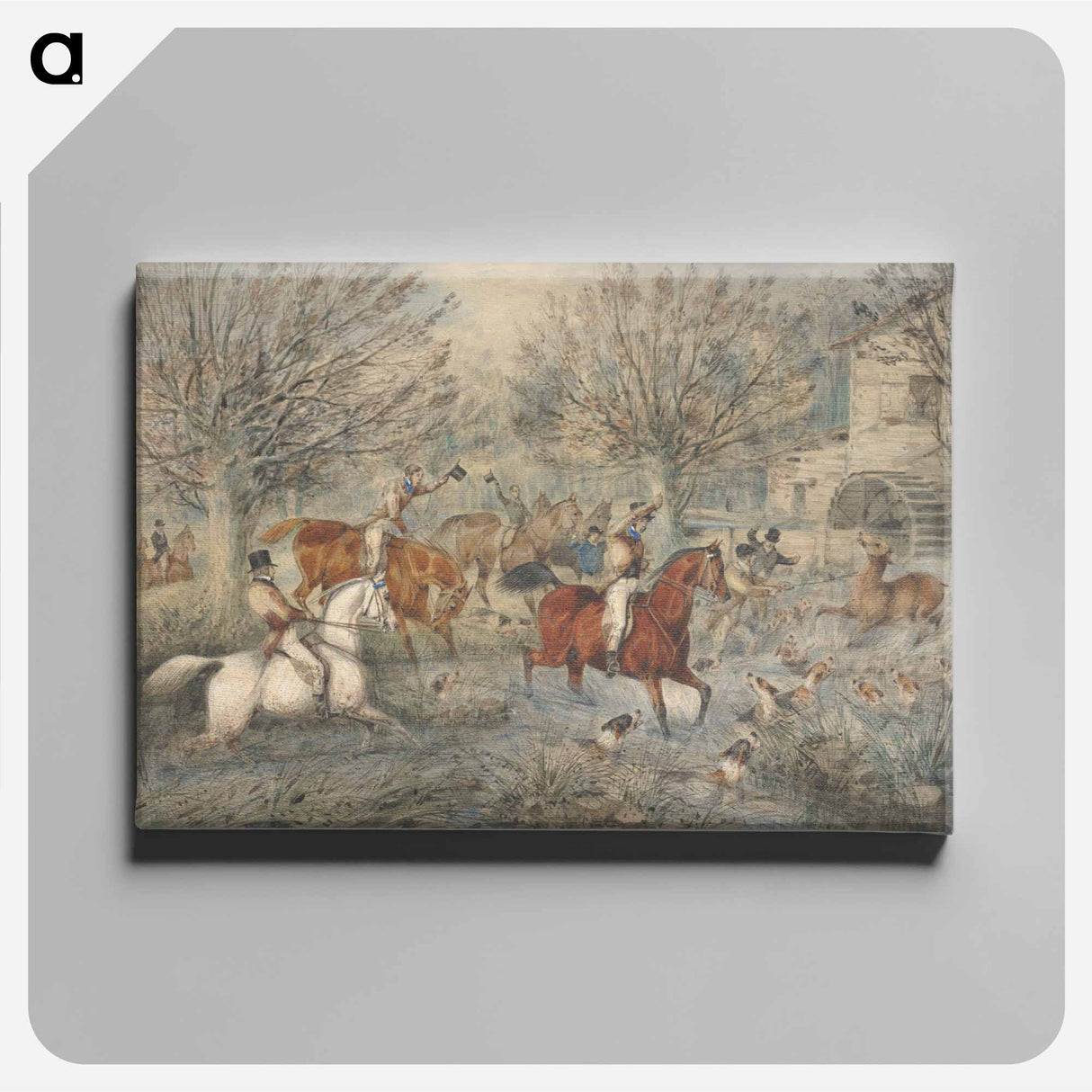 アートパネル-Stag Hunting - The Hind at Bay: In a Mill-Stream Below a Water-Mill, Right.
 - イェール大学アートギャラリー Canvas.
