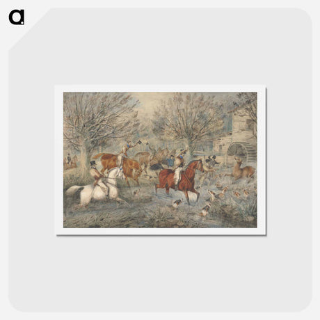 アートポストカード-Stag Hunting - The Hind at Bay: In a Mill-Stream Below a Water-Mill, Right.
 - イェール大学アートギャラリー Postcard.