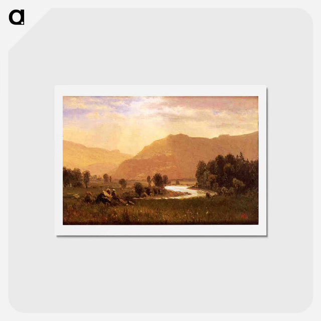 アートポストカード-Figures in a Hudson River Landscape - アルバート ビアスタット Postcard.