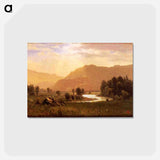アートポストカード-Figures in a Hudson River Landscape - アルバート ビアスタット Postcard.